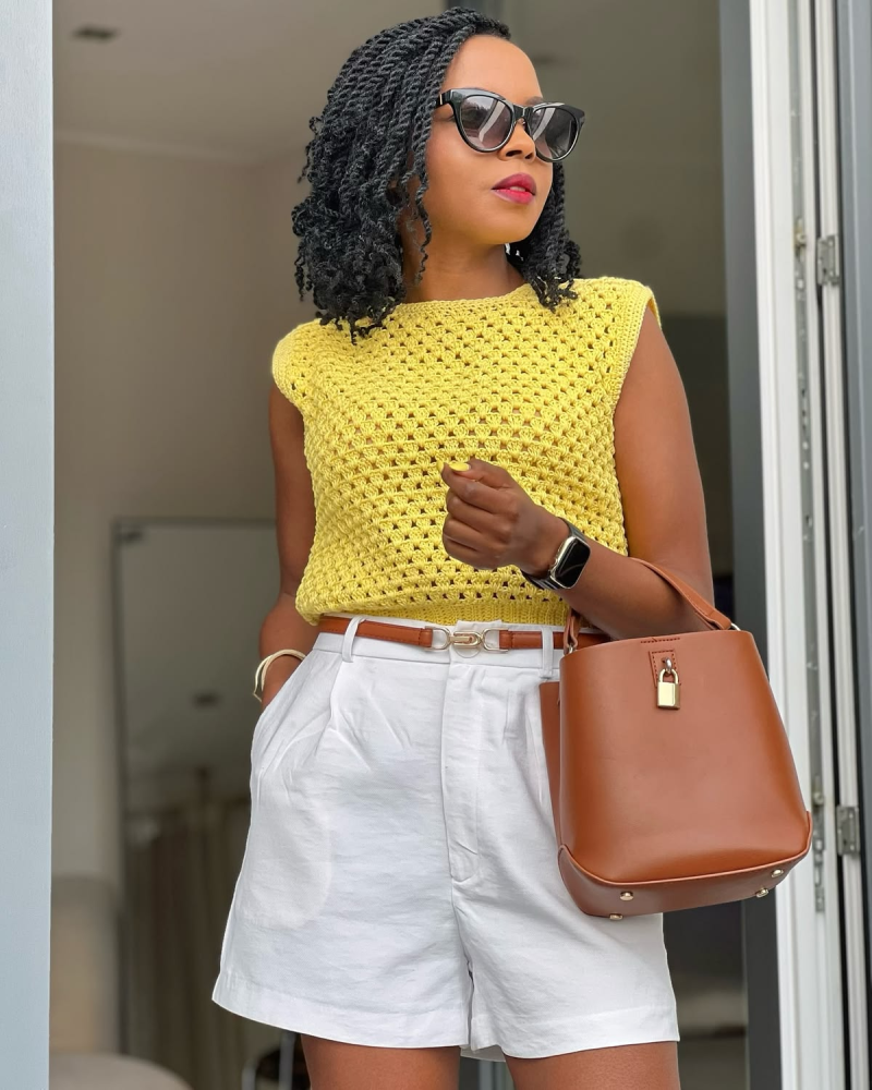 Yellow crochet summer outfit idea.