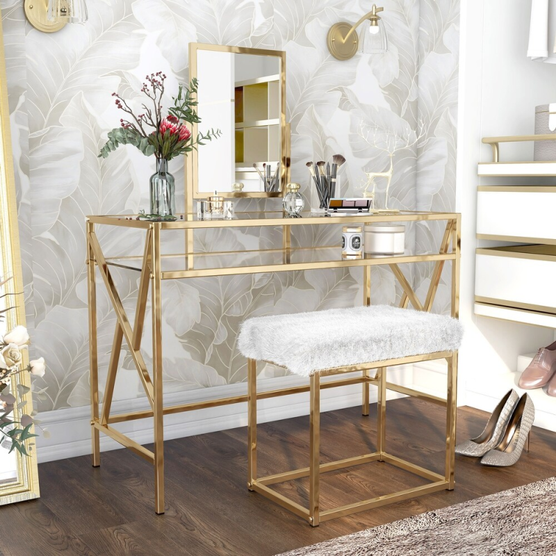 Gold makeup vanity ideas.