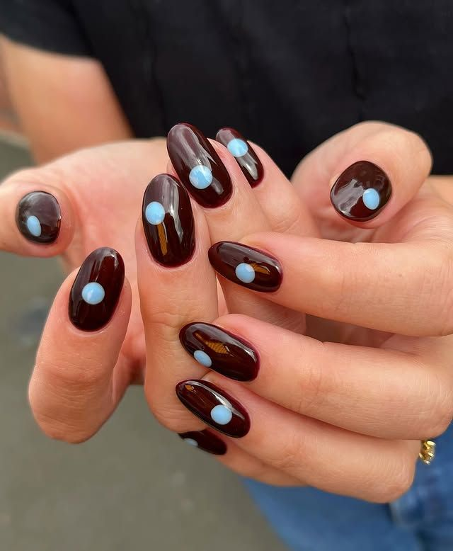 Brown polka dot fall nails Brown polka dot fall nails