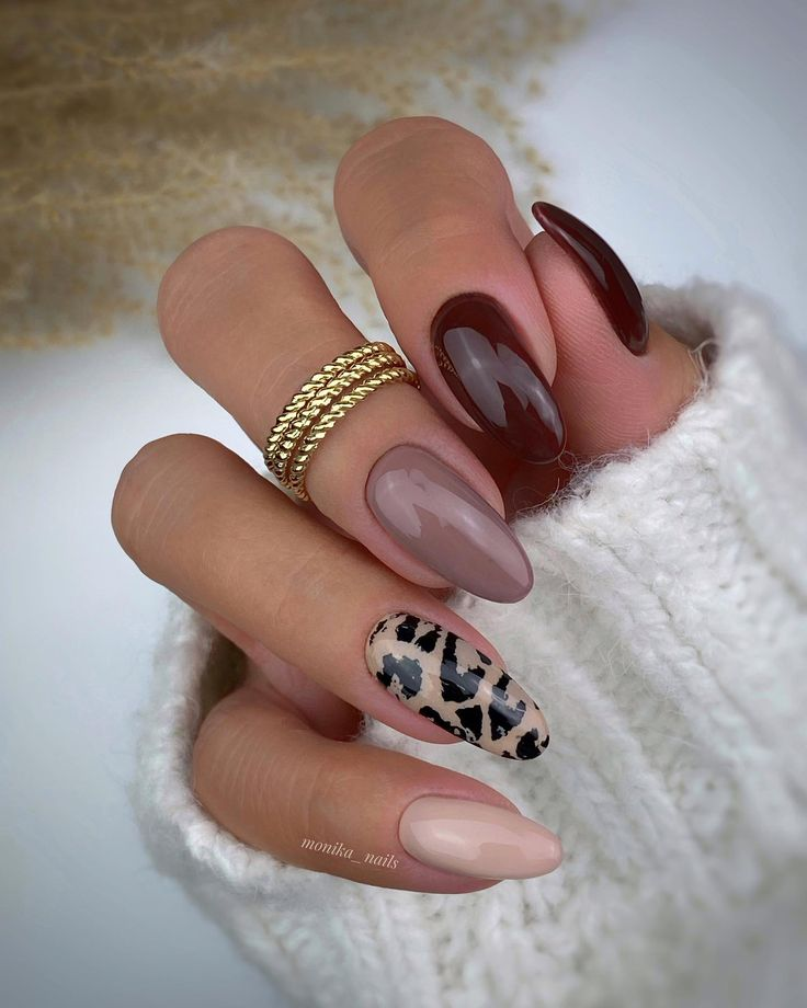 Brown taupe and cheetah print fall nails trends. Fall almond nails. Brown fall nails. Brown taupe and cheetah print fall nails trends. Fall almond nails. Brown fall nails.
