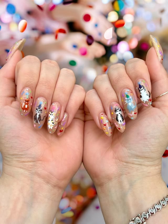 Cat-lover-birthday nail art