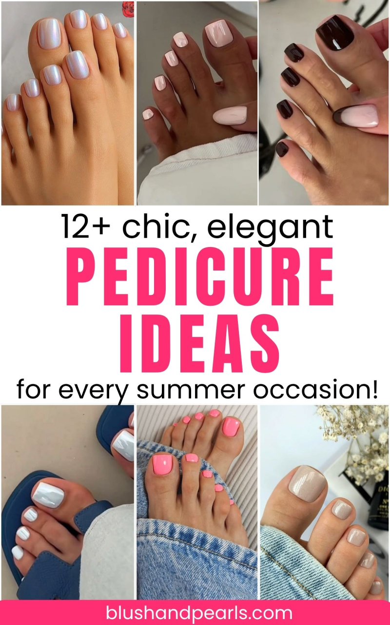 Elegant, chic pedicure ideas for summer. Browse chrome pedi ideas, pink pedicure colors, bold shades and more!