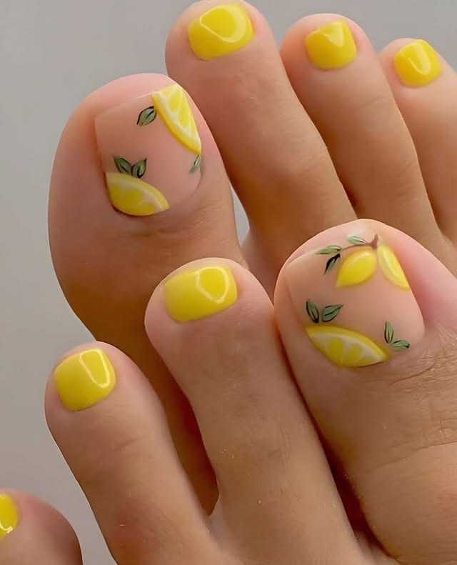 Fruit summer nail art pedicure ideas.