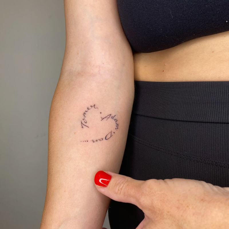 Heart names tattoo designs for women.