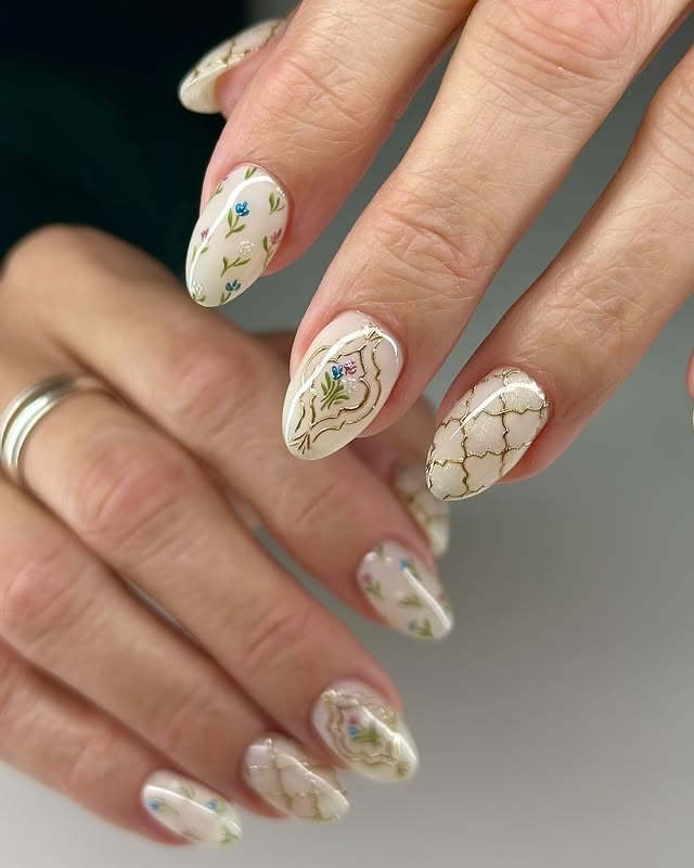 Mature, neutral birthday nail designs.