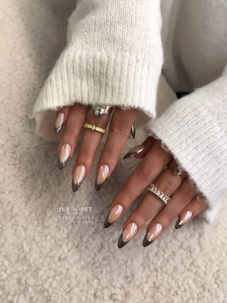 classy-nude-almond-nails-with-brown-french-tip