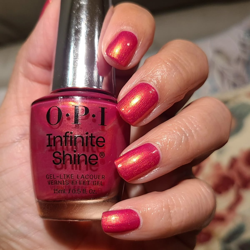 OPI "Good Redputation" red shimmering fall nails color