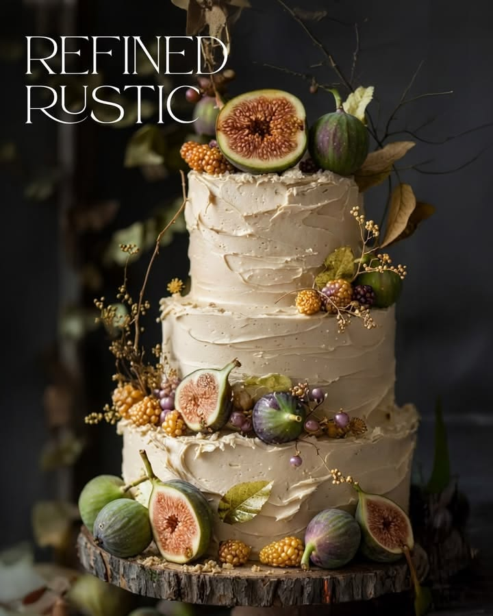 Rustic wedding cake for outdoor wedding