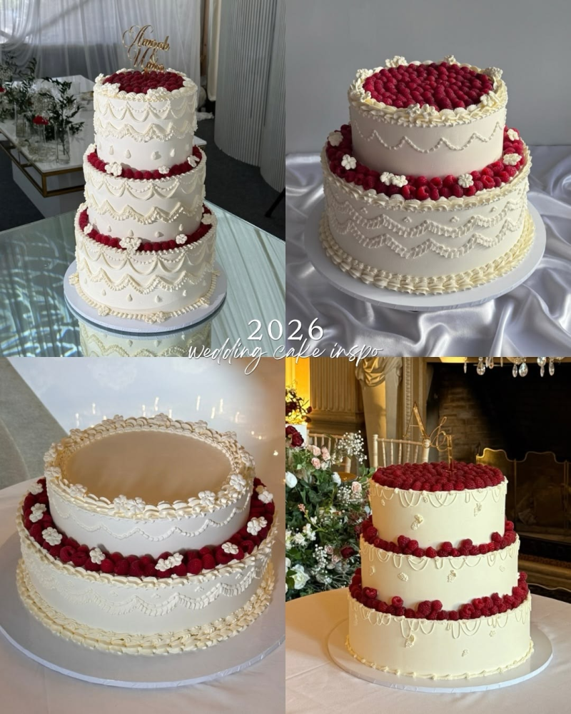 Wedding cakes topped with berries Wedding cakes topped with berries