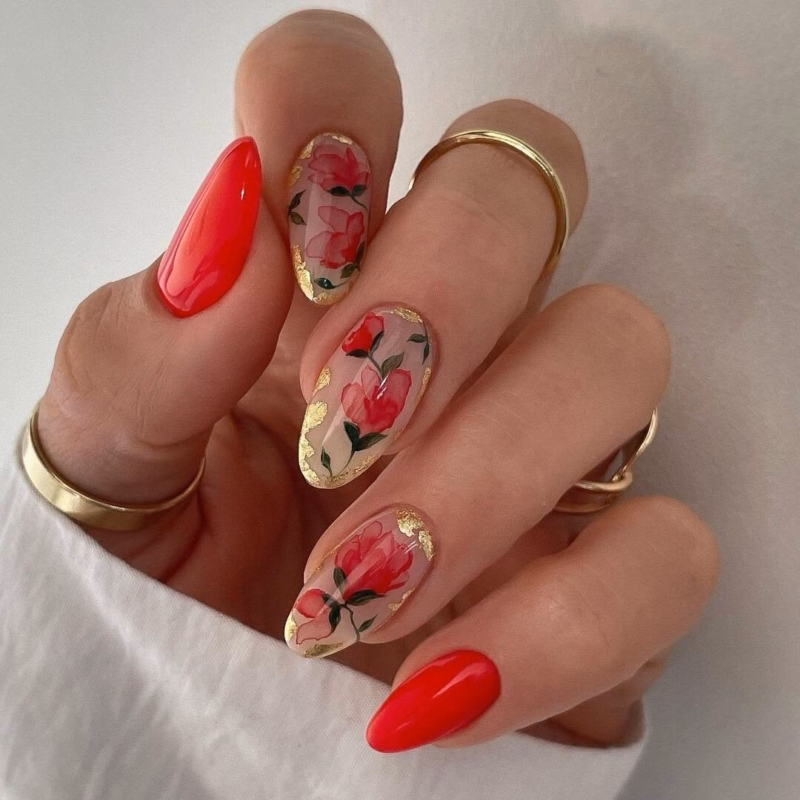 elegant-red-floral-nails